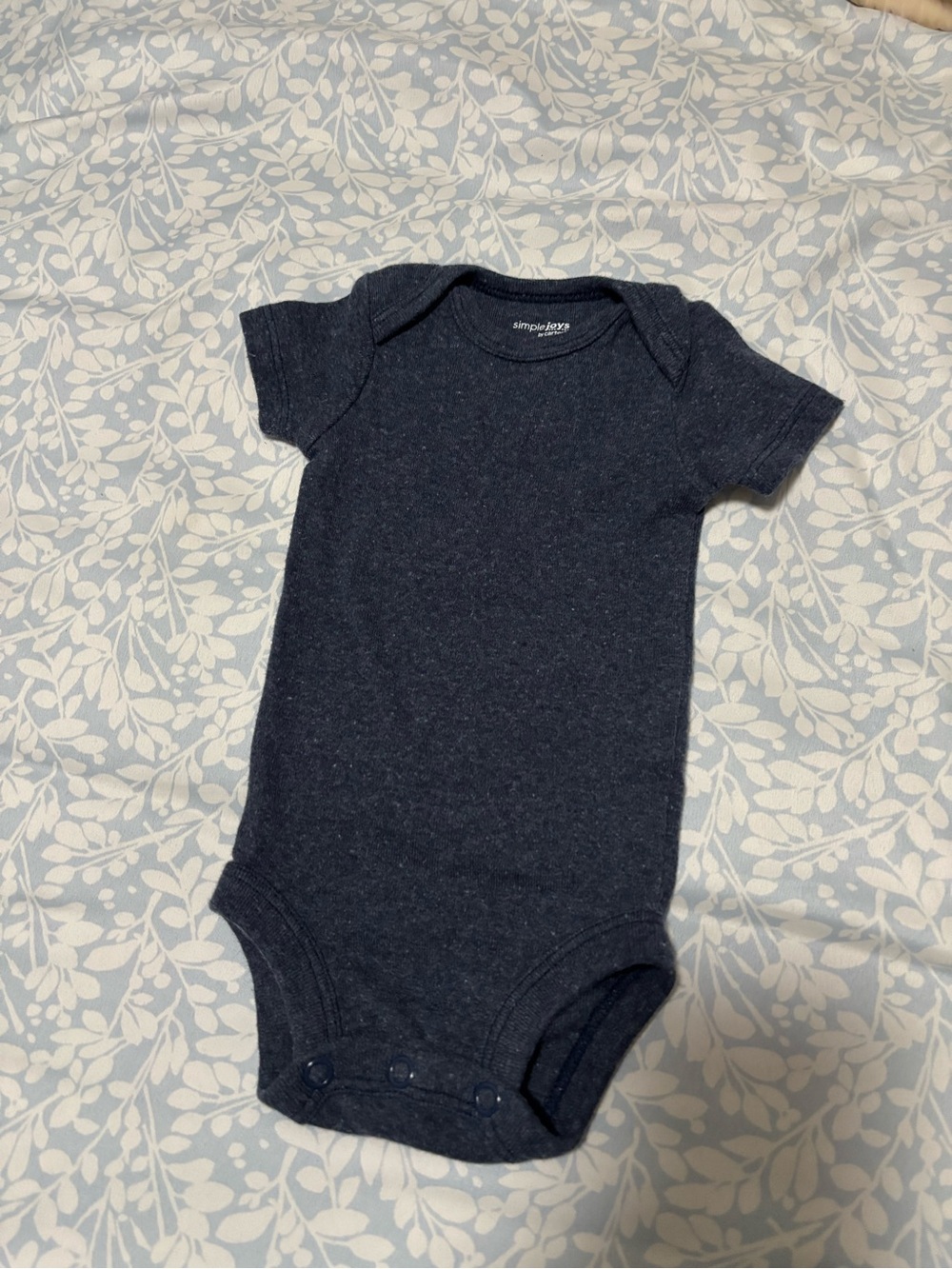 Carter's Dark Navy Heather Short-Sleeve Baby Bodysuit